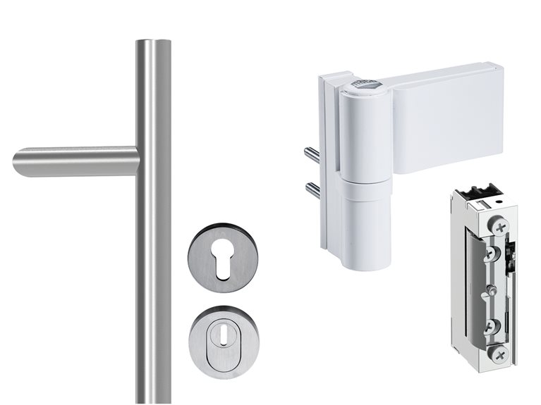 Handles, hinges and e-openers